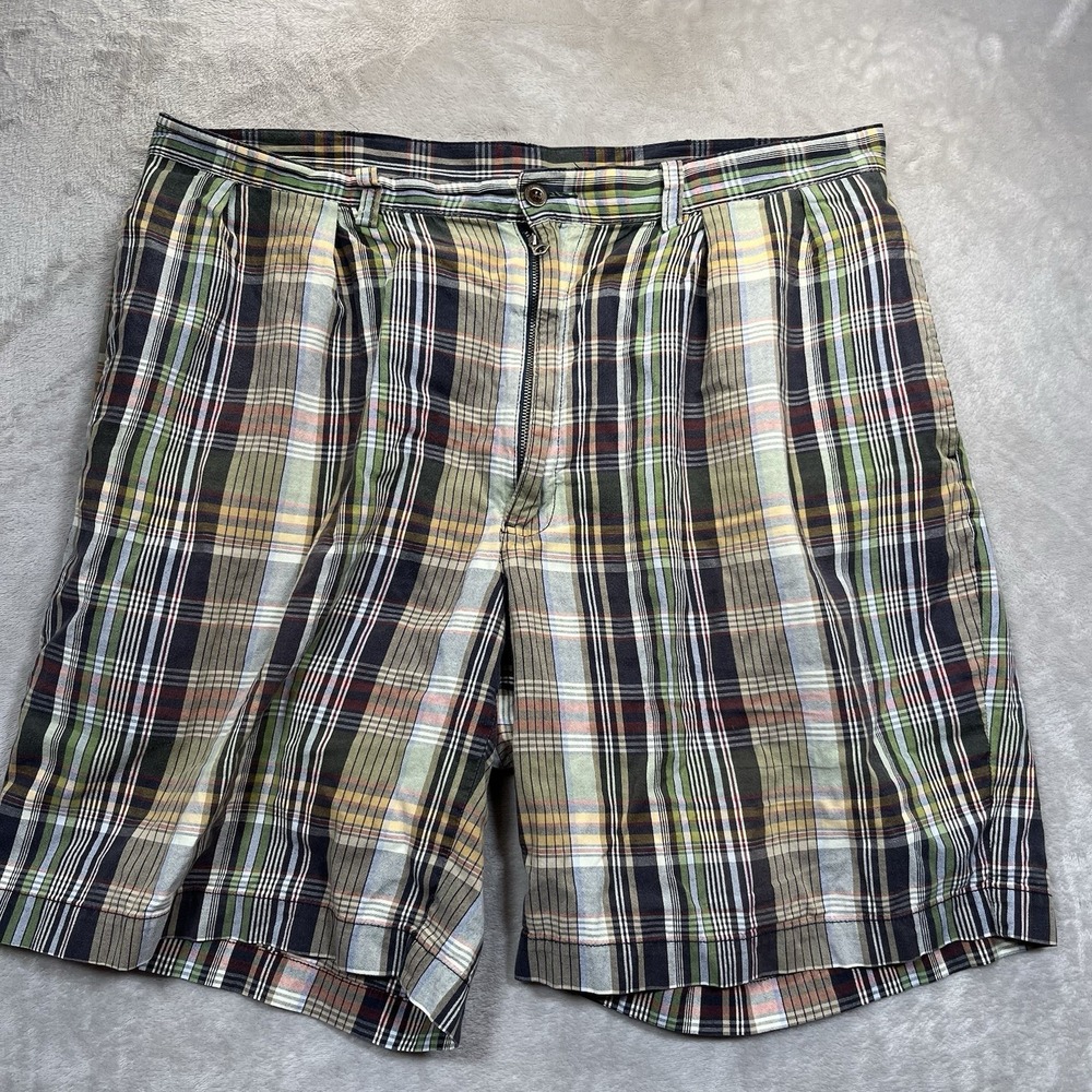 Vintage Polo Ralph Lauren Shorts Mens 36 Plaid Tyler Pleated